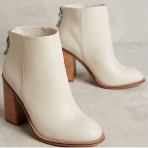 Cream leather heeled booties